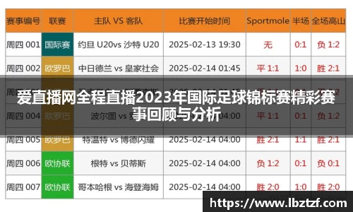 爱直播网全程直播2023年国际足球锦标赛精彩赛事回顾与分析